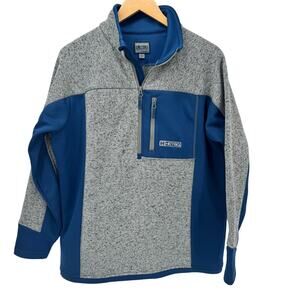 Heybo Jacket Mens Small Blue Gray Fleece 1/2 Zip Pullover Long Sleeve Mock Neck